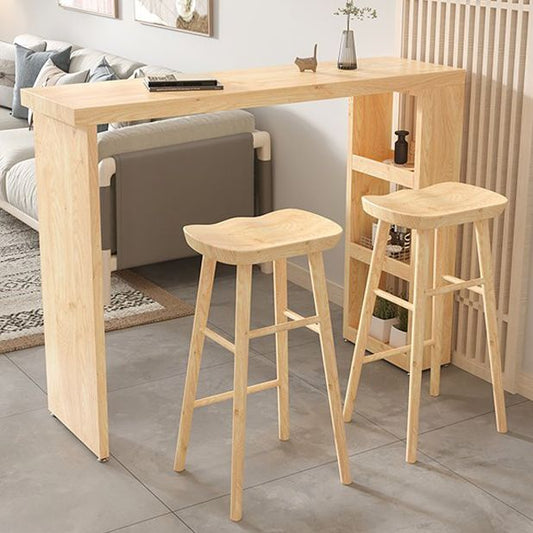 Modern Wood Counter Table with Rectangle Table Top Double Pedestal Table- 41.3" H Clearhalo 'Bar Furniture' 'Bar Tables' 'bar_tables' 'furn' 'furn_bar_tables' 'Furniture' 'furniture_bar_tables' 'Kitchen & Dining Furniture' 1200x1200_4d9de7ef-8794-4c7d-b83a-eb31c83c03b6