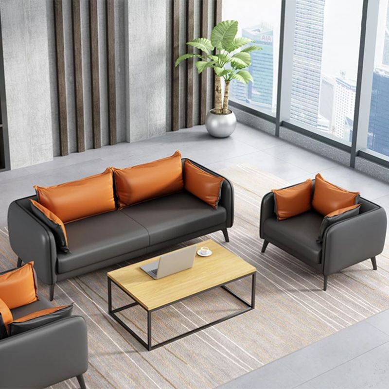 31.49 "H Faux Leather Contemporary Tuxedo Arm Sofa Standard Sofa