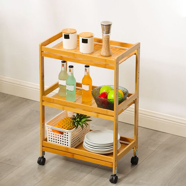 29.53" High Rolling Contemporary Prep Table Wooden Prep Table