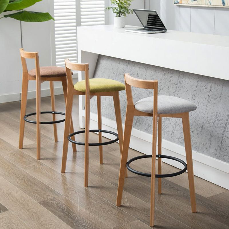 Industrial Style Bar-stool Round Seat with Low Back Wooden Legs for Kitchen Bar Clearhalo 'Bar Furniture' 'Bar Stools' 'bar_stools' 'furn' 'furn_bar_stools' 'furniture_bar_stools' 'Kitchen & Dining Furniture' 'kitchen&dining_furn' 'kitchen' 'kitchen_furn' Furniture' 1200x1200_4d9ef918-64ec-43fe-b1f6-67be104a05cb