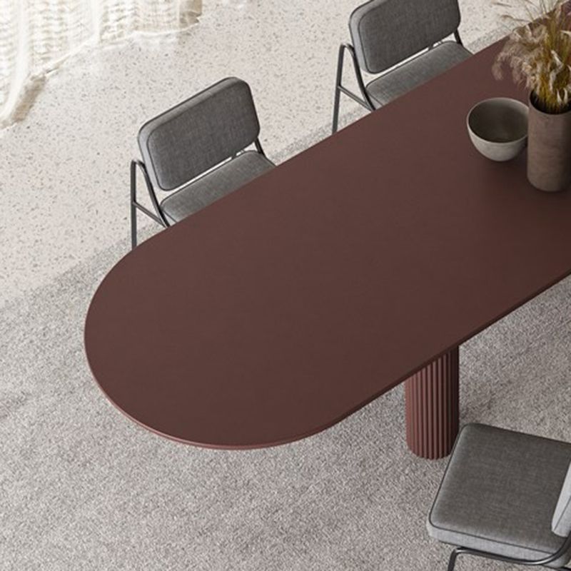 Oval geformte Holzbüroschreibtisch Brauner Schreibtisch für Bürohaus