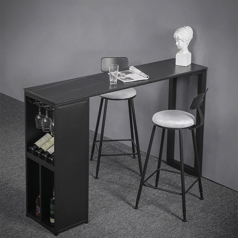 Industrial Style Rectangle Bar Table 42-inch Height Iron Pedestal Bistro Table Clearhalo 'Bar Furniture' 'Bar Tables' 'bar_tables' 'furn' 'furn_bar_tables' 'Furniture' 'furniture_bar_tables' 'Kitchen & Dining Furniture' 1200x1200_4da0775a-c3f0-4675-b438-f777e12644d3