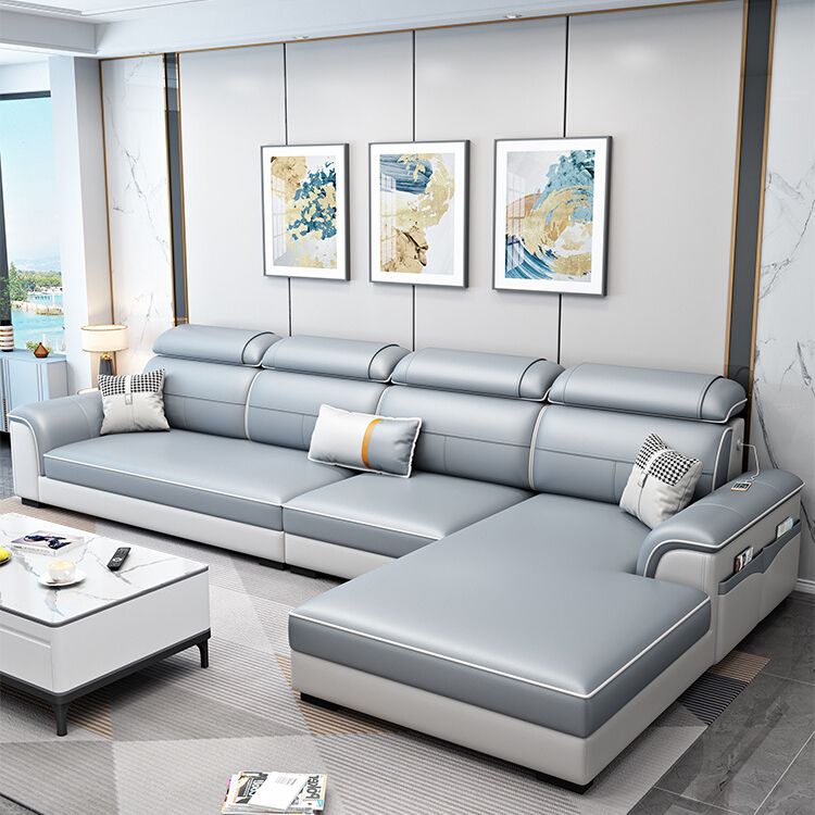 Canapés en coupe bleu en L