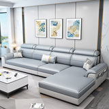 L-Shaped Blue Sectional Sofas Solid Wood Sectional Couch for Living Room