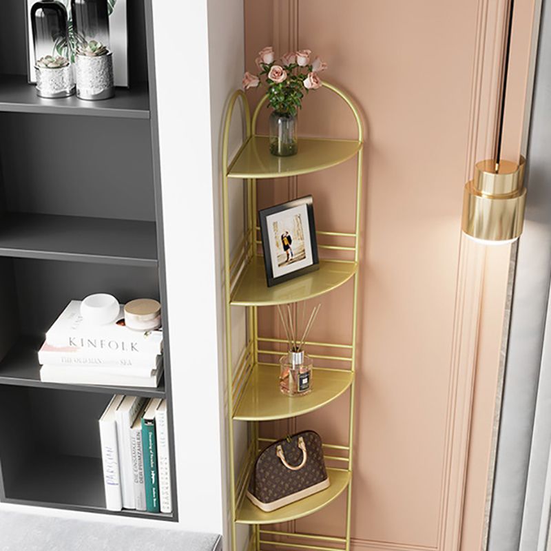 Moderne Bücherregal -Ecke Metal Open Back Regal Bücherregal mit Regalen für Wohnzimmer