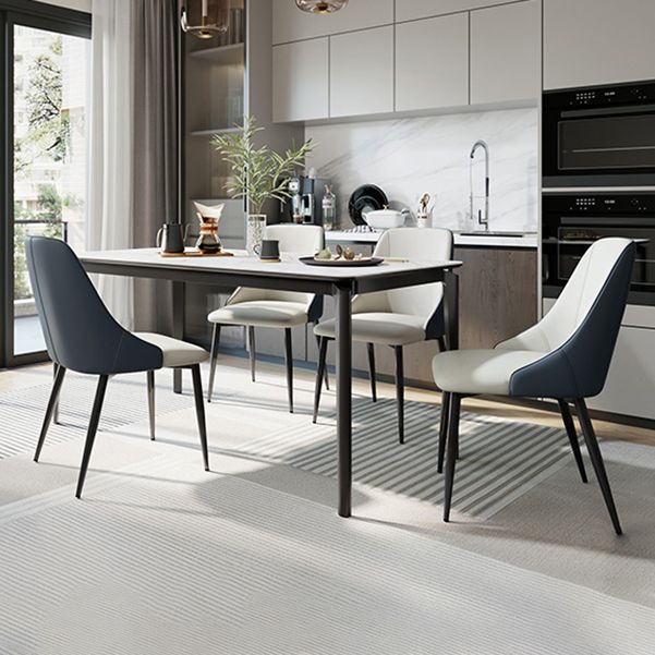 Modern Rectangular Stone Dining Table with 4 Foot for Dining Hall Clearhalo 'Dining Tables & Seating' 'Dining Tables' 'dining_table' 'furn' 'furn_dining_table' 'Furniture' 'Kitchen & Dining Furniture' 1200x1200_4da2ff12-492f-4046-9d53-fc34071b8b0b