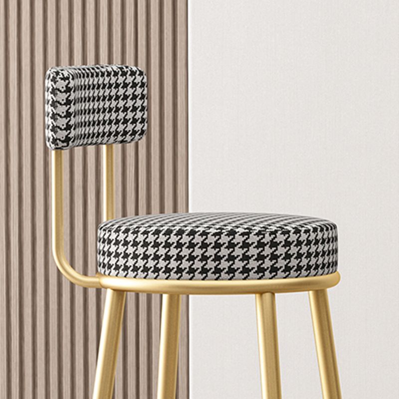 Glam Sgabello da bancone con schienale senza braccioli Sgabello da bar in ferro con pedale e cuscino per bar