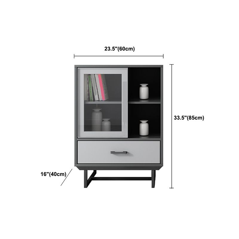 Faux Wood Modern Display Cabinet Glass Doors Storage Cabinet with Drawers for Bedroom Clearhalo 'Display & China Cabinets' 'display_china_cabinets' 'furn' 'furn_display_china_cabinets' 'Furniture' 'Kitchen & Dining Furniture' 1200x1200_4da3fb95-bcd2-4fa1-abf0-ea31c1845c6e