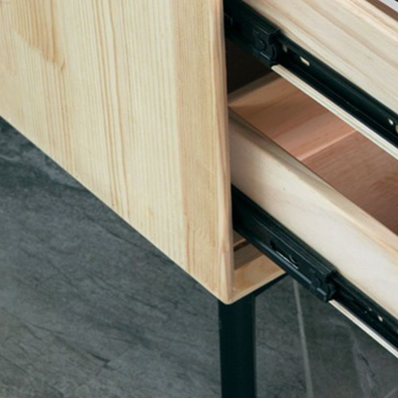 Moderner Kunstleder Nachttisch massives Holz 18 Zoll H 2-Drawer Storage Night Tisch