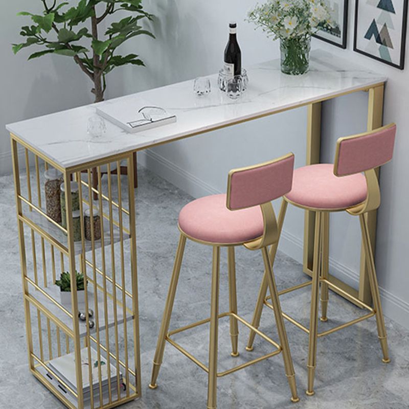 Contemporary Style Velvet Counter Stool Round Low Back Bar Stool with Metal Legs Clearhalo 'Bar Furniture' 'Bar Stools' 'bar_stools' 'furn' 'furn_bar_stools' 'Furniture' 'Kitchen & Dining Furniture' 1200x1200_4da8f159-728e-47a9-8812-2400c66e5862