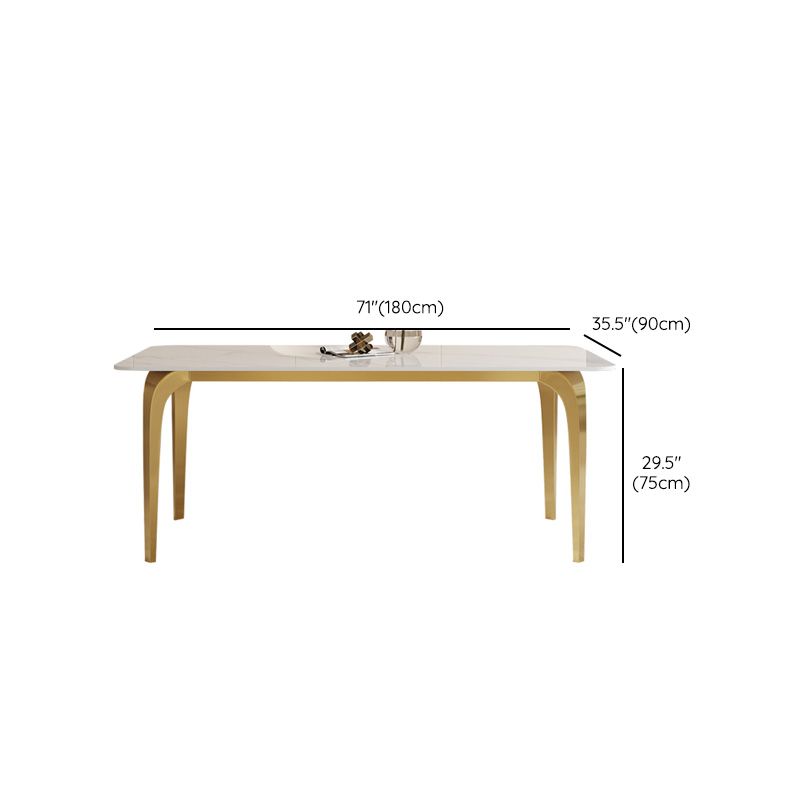 Glam Style Dinner Table Rectangle Stone Dining Room Table in White Clearhalo 'Dining Tables & Seating' 'Dining Tables' 'dining_table' 'furn' 'furn_dining_table' 'Furniture' 'Kitchen & Dining Furniture' 1200x1200_4da9bb37-f947-4918-b8d3-74a76e1bbf77