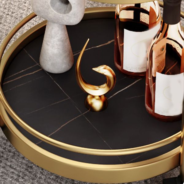 Modern Open Storage Prep Table Round Shape Home Dining Kitchen Trolley