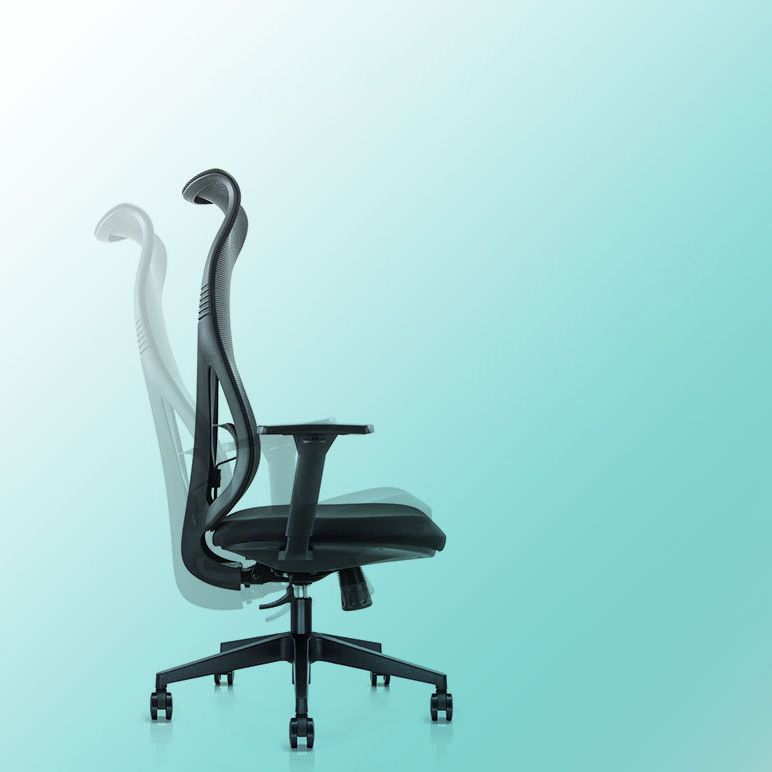 Sedia da scrivania moderna larga 25" Sedia da ufficio AirGrid nera traspirante