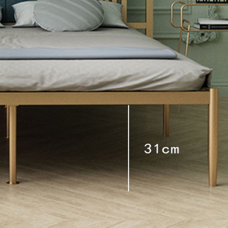 Metal and Upholstered Standard Bed Glam 45" Tall Open-Frame Bed