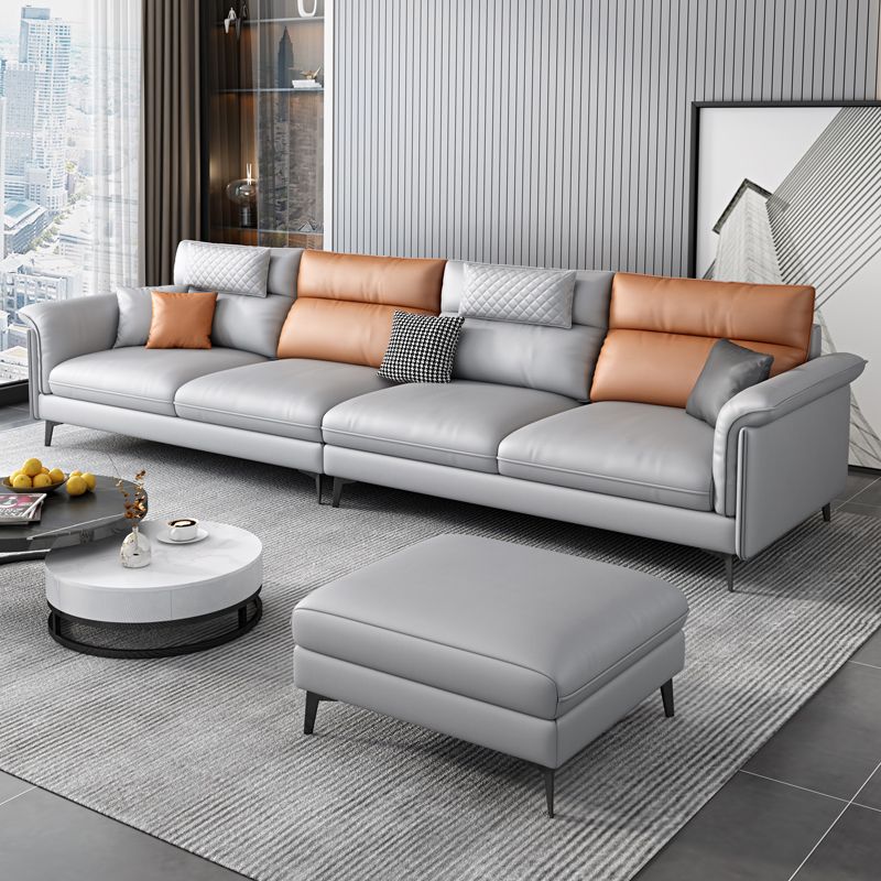 Contemporary Reversible Ottoman Sectional with Pillowed Back for Four People Clearhalo 'furn' 'furn_sectionals' 'Furniture' 'furniture_sectionals' 'kitchen' 'kitchen_sectionals' 'Living Room Furniture' 'Sectionals' 1200x1200_4dac5efc-01f0-4e3b-aa4b-40cd5e3935e5