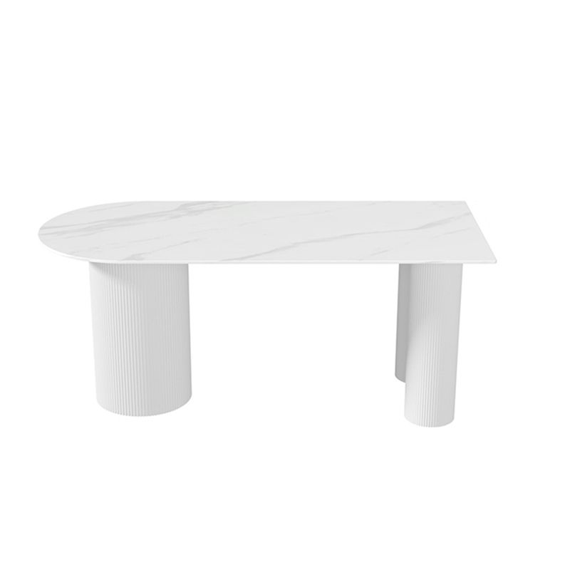 Modern Sintered Stone Dining Table Contemporary White Table with Metal Base Clearhalo 'Dining Tables & Seating' 'Dining Tables' 'dining_table' 'furn' 'furn_dining_table' 'Furniture' 'Kitchen & Dining Furniture' 1200x1200_4dae2858-38ff-44fb-86a5-f0d5c75b2e4f