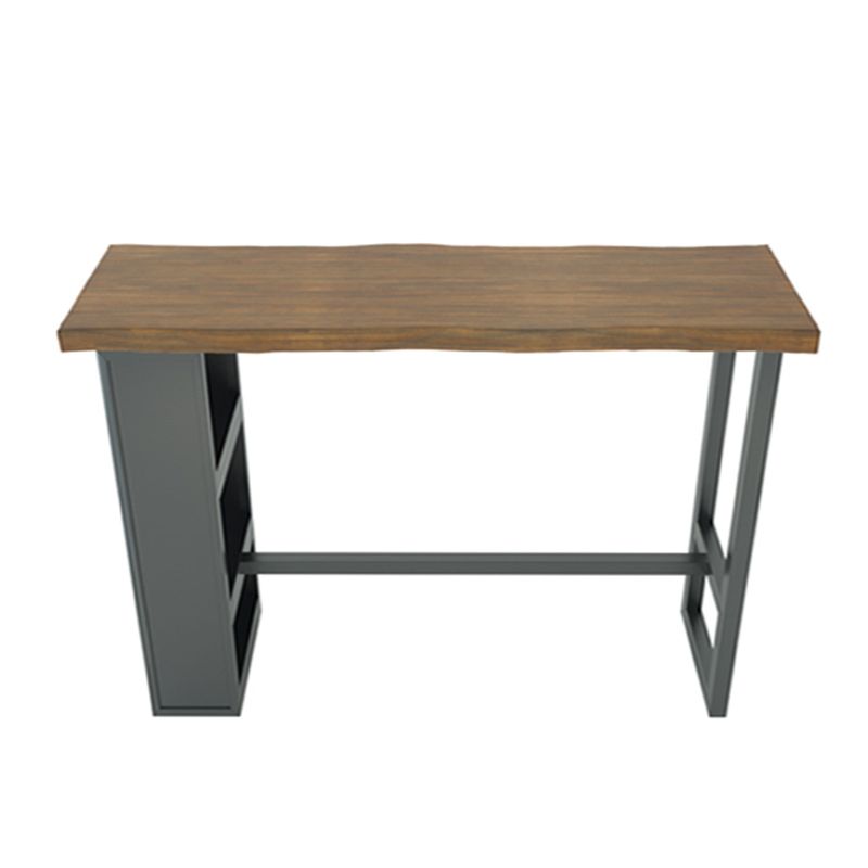 Pine Wood Bar Dining Table Modern Rectangle Bar Table with Trestle for Kitchen