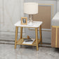 Rectangle Slate Top Side Table 21.65" Tall Metal 4 Legs End Table with Shelf Clearhalo 'Coffee & Accent Tables' 'End & Side Tables' 'end_side_tables' 'furn' 'furn_end_side_tables' 'Furniture' 'Living Room Furniture' 1200x1200_4daf0110-1114-4090-9fd8-760b15b573d7