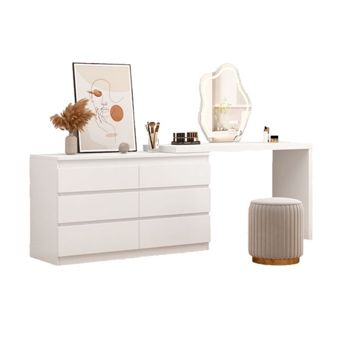 White Bedroom Lighted Mirror Wooden With Drawer Vanity Dressing Table Clearhalo 'Bedroom Furniture' 'furn' 'furn_makeup_vanities' 'Furniture' 'Makeup Vanities' 'makeup_vanities' 1200x1200_4daf28f6-4db6-490a-a920-0f1de7658753