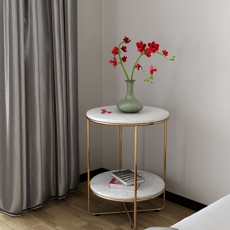 23.62 "Cama de altura Mesa de mármol nocturna con 2 estantes