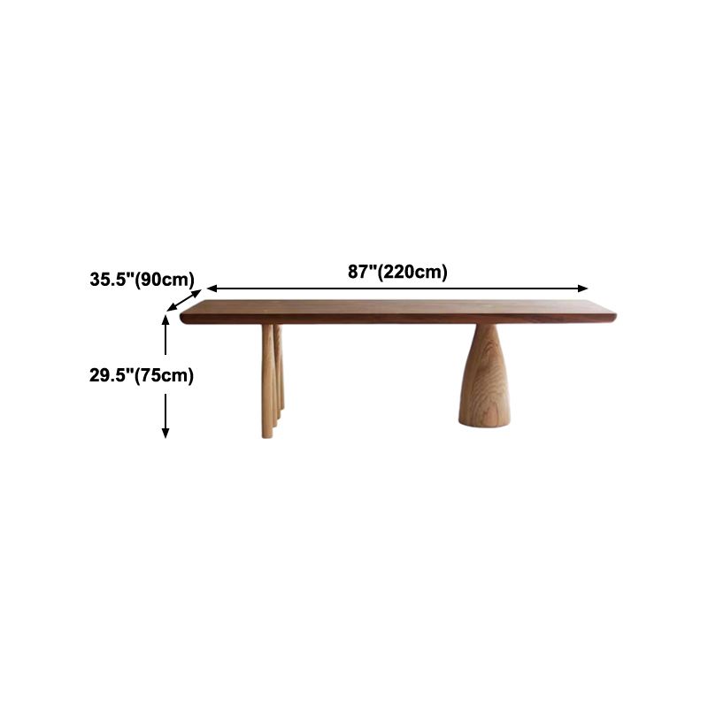 Mesa de comedor de madera sólida mesa de rectángulo marrón de estilo contemporáneo para cocina en casa