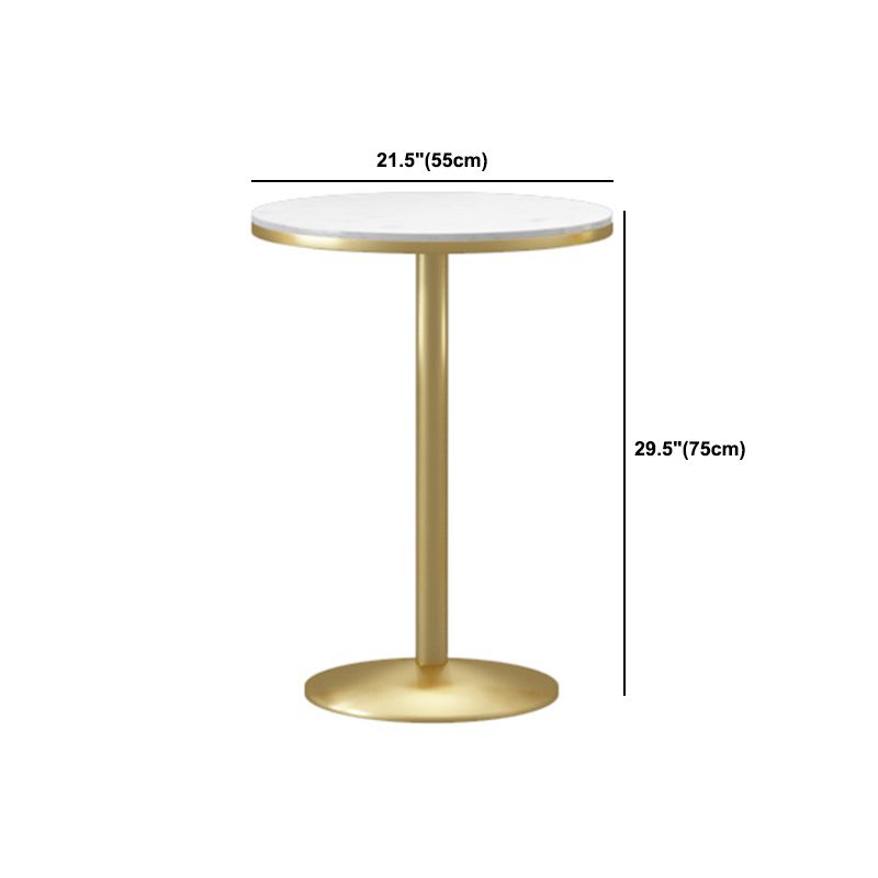 Mesa de pub de mármol sintético, mesa de bar de cócteles en blanco glamuroso con pedestal de metal
