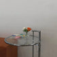 Contemporary Round End Table Glass Living Room Metal Abstract Side Table