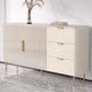 3-Drawer Engineered Wood Sideboard Glam Credenza with Stone Countertop for Living Room Clearhalo 'buffet_sideboard' 'Buffets & Sideboards' 'furn' 'furn_buffet_sideboard' 'Furniture' 'furniture_buffet_sideboard' 'Kitchen & Dining Furniture' 1200x1200_4db92a8a-9148-45ee-b8be-35c541b98c36