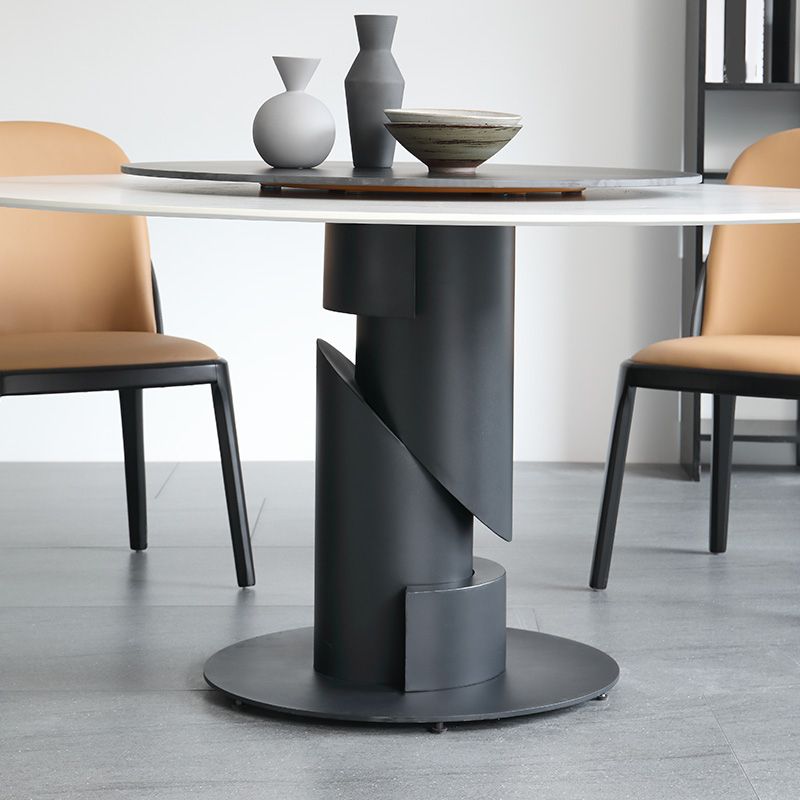 Set di dinette in pietra sinterizzato moderno 1/3/4/5/7 pezzi tavolo da pranzo rotondo con giradischi