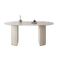 Modern Oval Dining Table Stone and Metal Double Pedestal Dining Table in White Clearhalo 'Dining Tables & Seating' 'Dining Tables' 'dining_table' 'furn' 'furn_dining_table' 'Furniture' 'furniture_dining_table' 'Kitchen & Dining Furniture' 1200x1200_4dbaa5f2-cba3-4ded-8456-3a15a34b2797