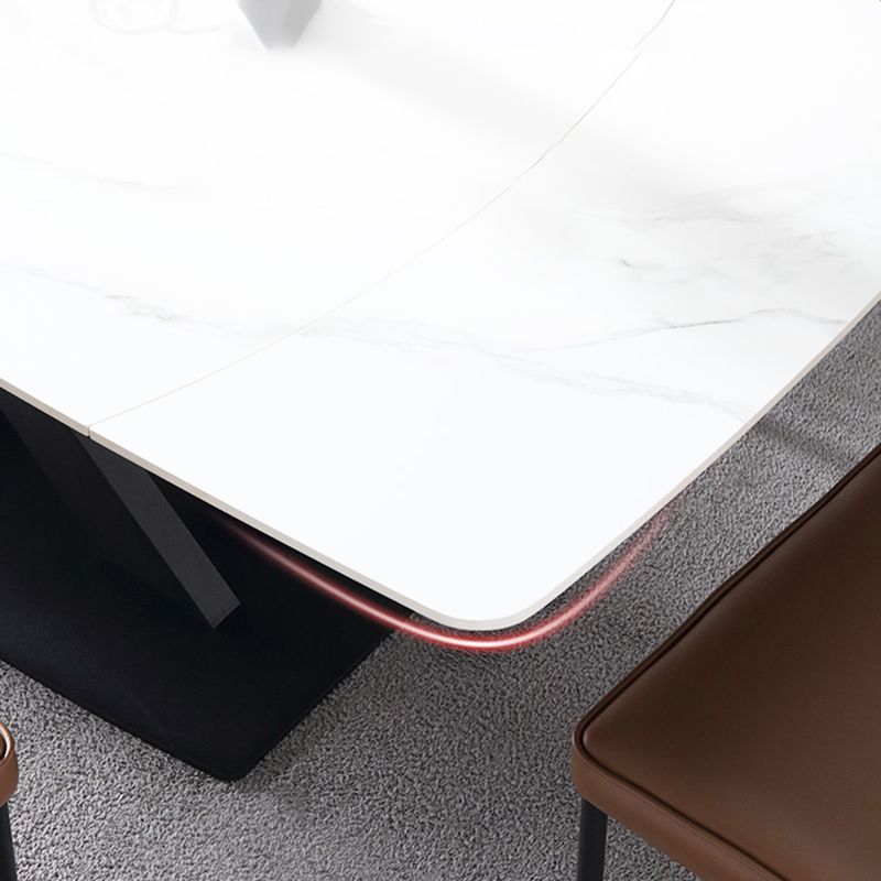 Modern Adjustable 1/4/5/7 Dining Table Set Rectangle Indoor Dinette Set in White Clearhalo 'Dining Room Sets' 'Dining Tables & Seating' 'dining_room_set' 'furn' 'furn_dining_room_set' 'Furniture' 'Kitchen & Dining Furniture' 1200x1200_4dbaacaa-8753-4044-89fd-27d8b83c82b0