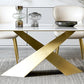 Stone Top Dining Table Traditional Luxury Rectangle Table with Pedestal Base Clearhalo 'Dining Tables & Seating' 'Dining Tables' 'dining_table' 'furn' 'furn_dining_table' 'Furniture' 'Kitchen & Dining Furniture' 1200x1200_4dbafdb1-5ab3-4a84-b92f-ca27412c7c26