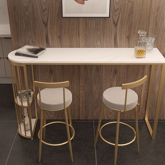 Glam Style White Bar Table in Iron Top and Faux Marble Milk Tea Shop Bar Table Clearhalo 'Bar Furniture' 'Bar Tables' 'bar_tables' 'furn' 'furn_bar_tables' 'Furniture' 'furniture_bar_tables' 'Kitchen & Dining Furniture' 1200x1200_4dbe44e1-d478-4d67-a8e9-63e729de89cb