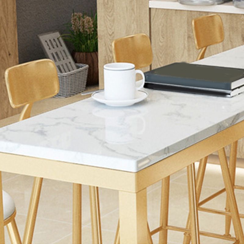 Glam Bar-height Table White Faux Marble Top Fixed Pub Table for Patio Clearhalo 'Bar Furniture' 'Bar Tables' 'bar_tables' 'furn' 'furn_bar_tables' 'Furniture' 'Kitchen & Dining Furniture' 1200x1200_4dbed8e8-43a8-4c44-ab30-9baeb9751c07