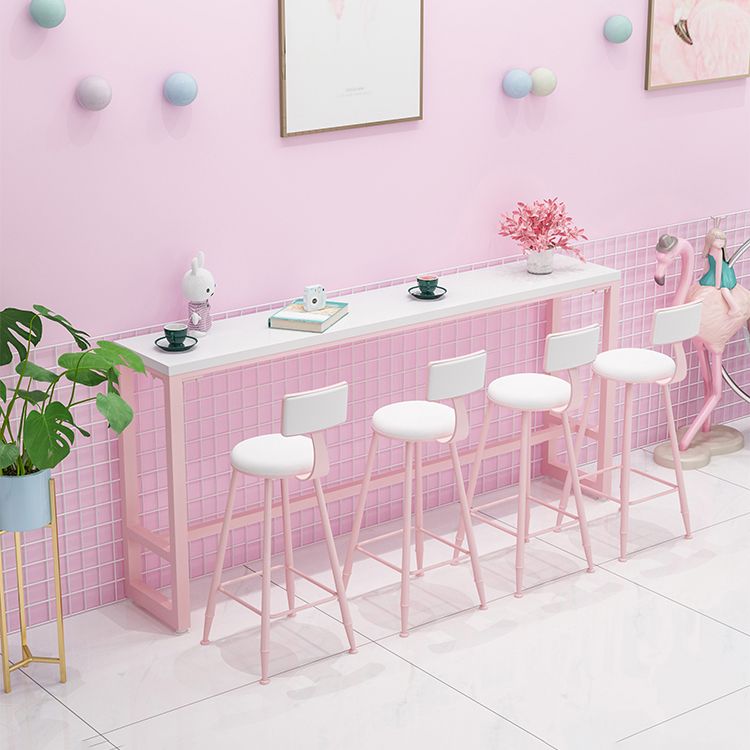 Cafe and Break-room Modern Pub/Bar Table Rectangle Footrest Pink Bar Height Pub Table Clearhalo 'Bar Furniture' 'Bar Tables' 'bar_tables' 'furn' 'furn_bar_tables' 'Furniture' 'furniture_bar_tables' 'Kitchen & Dining Furniture' 'kitchen&dining_furn' 'kitchen' 1200x1200_4dbef789-0c12-4e25-8c6b-569f3cb21892