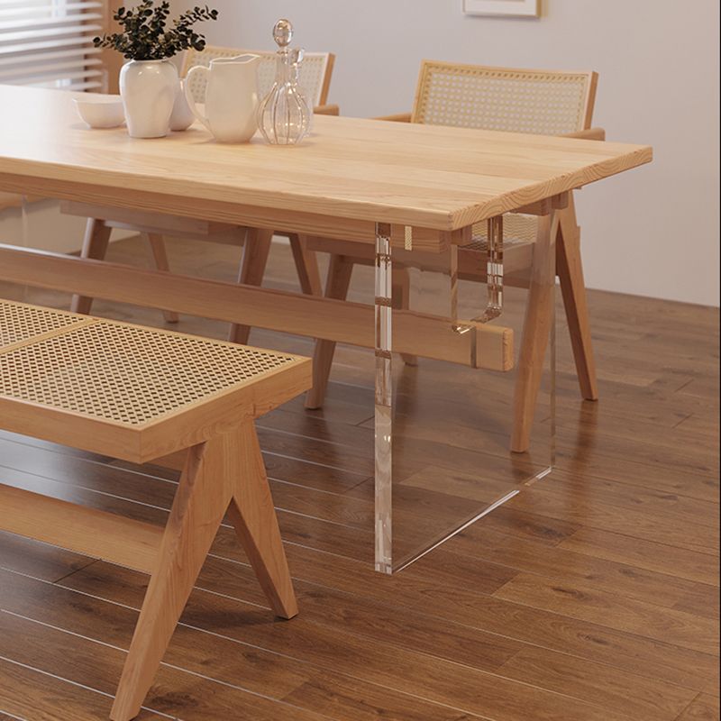 Solid Wood and Acrylic Dinette Table Modern Rectangle Dinner Table Kitchen Home Clearhalo 'Dining Tables & Seating' 'Dining Tables' 'dining_table' 'furn' 'furn_dining_table' 'Furniture' 'furniture_dining_table' 'Kitchen & Dining Furniture' 'kitchen' 'kitchen_dining_table' 1200x1200_4dbf1a35-b641-47f4-85ed-35381b45e1b6