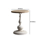 French Country Wooden Round Top Side Table Iron Pedestal End Table