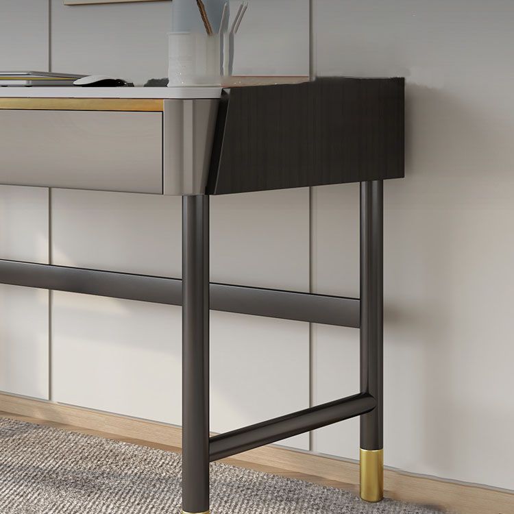 2 cajones escritorio de oficina contemporáneo escritorio de computadora antiguo con patas de metal