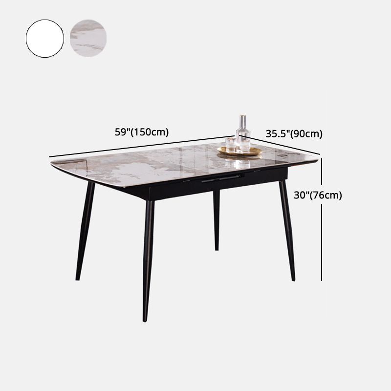 Table à manger à rectangle en pierre avec mobilier de feuilles pour le restaurant