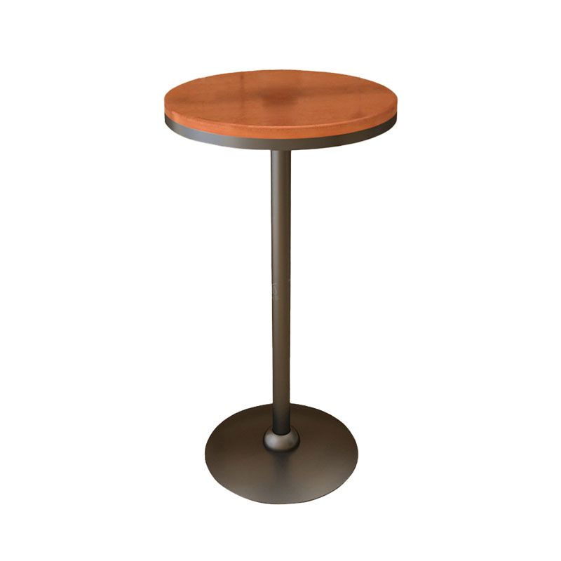 Industrial Black Iron Bar Table Natural Wood Round Top Indoor Bistro Table with Pedestal Clearhalo 'Bar Furniture' 'Bar Tables' 'bar_tables' 'furn' 'furn_bar_tables' 'Furniture' 'furniture_bar_tables' 'Kitchen & Dining Furniture' 'kitchen&dining_furn' 'kitchen' 1200x1200_4dc1d04d-623d-4aaf-8d0a-5dfe7b22c02e
