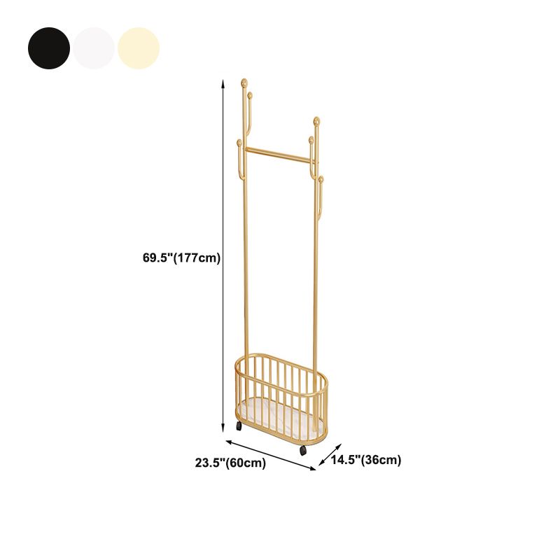 Popular Metal Coat Hanger Storage Basket Solid Color Coat Rack with Castors Clearhalo 'Entry & Mudroom Furniture' 'furn' 'furn_hall_tree_coat_racks' 'Furniture' 'Hall Trees & Coat Racks' 'hall_tree_coat_racks' 1200x1200_4dc1f1a7-eb45-4e72-9637-8878df58b535