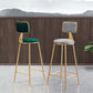 Samt-Barhocker im Glam-Stil, runder Barhocker mit goldenem Rahmen
