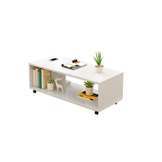 Mesa de café rectangular moderna de 15 pulgadas de cóctel de madera con almacenamiento