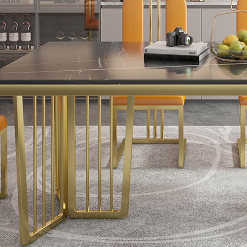 Mesa de piedra rectangular estilo glam para mesa de pedestal de oro del restaurante