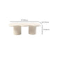 Mesa de centro escandinava de forma libre con base de madera en beige