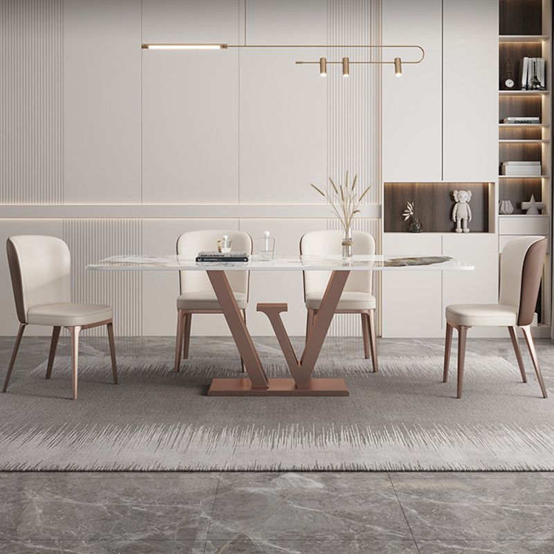 Nordic Glam Rectangle Sintered Stone Table Set 1/2/5/6 Pieces Dining Set Clearhalo 'Dining Room Sets' 'Dining Tables & Seating' 'dining_room_set' 'furn' 'furn_dining_room_set' 'Furniture' 'Kitchen & Dining Furniture' 1200x1200_4dc49b68-c12d-4e5f-bfe9-20dcfe09c912
