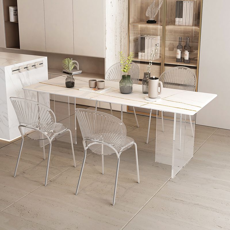Modern Table in White for Restaurant Rectangle Table with Acrylic Base Clearhalo 'Dining Tables & Seating' 'Dining Tables' 'dining_table' 'furn' 'furn_dining_table' 'Furniture' 'furniture_dining_table' 'Kitchen & Dining Furniture' 'kitchen' 'kitchen_dining_table' 1200x1200_4dc4e273-ff78-42e8-9bfe-c404d03f7178