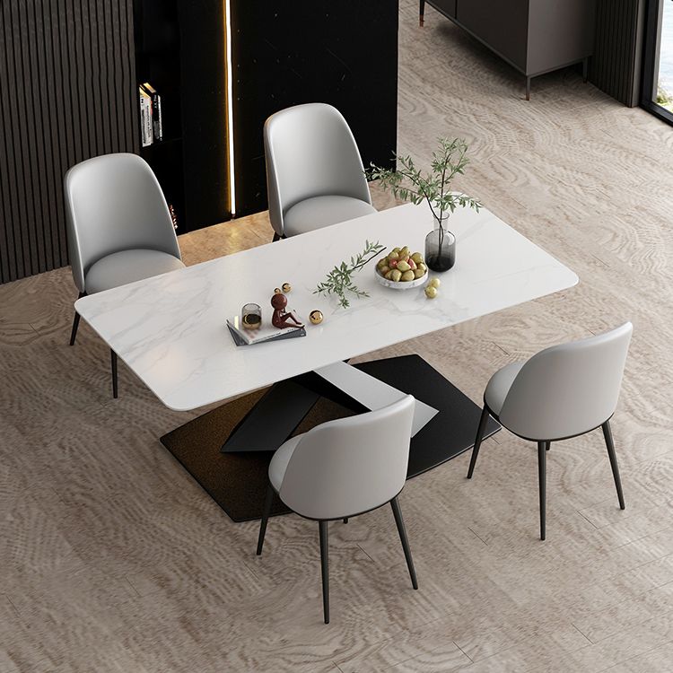 Moderne rechthoekige dinetteset 1/2/5/7-delige eettafelset met blad van gesinterd steen