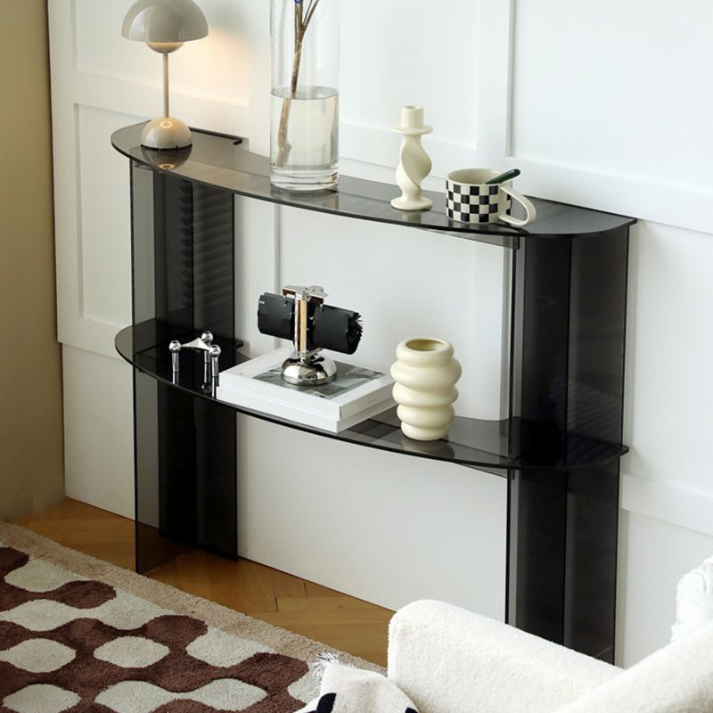 Contemporary Acrylic Console Accent Table with 2 Shelves for Hall Clearhalo 'Console Tables' 'console_tables' 'Entry & Mudroom Furniture' 'furn' 'furn_console_tables' 'Furniture' 1200x1200_4dc56759-a8a9-4aa2-a44e-8f52f2adf83a