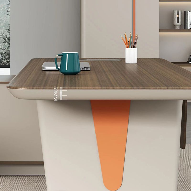 Natural Pedestal Executive Desk Contemporary L-Shape Locking Drawer Office Desk Clearhalo 'furn' 'furn_office_desk' 'Furniture' 'Office Desks' 'Office Furniture' 'office_desk' 1200x1200_4dc776f4-85c3-4e51-b30a-3b880d584a4e